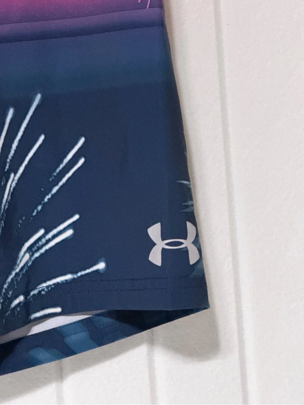 Under Armour Boys Navy & Hot Pink Gradient Stripe Board Shorts